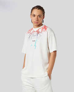WHITE T-SHIRT WITH BICOLOR LIGHTNING PRINT