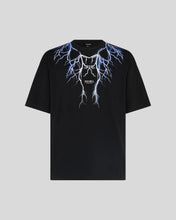 Carica l&#39;immagine nel visualizzatore di Gallery, BLACK T-SHIRT WITH BLUE GREY LIGHTNING
