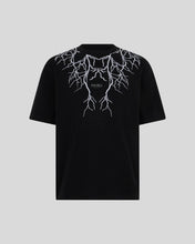 Carica l&#39;immagine nel visualizzatore di Gallery, BLACK T-SHIRT WITH GREY EMBROIDERY LIGHTNING
