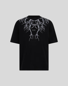 BLACK T-SHIRT WITH GREY EMBROIDERY LIGHTNING