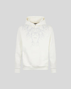 WHITE HOODIE WITH GREY EMBROIDERY LIGHTNING